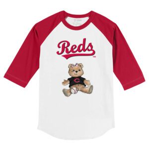 Cincinnati Reds Girl Teddy 3/4 Red Sleeve Raglan Shirt