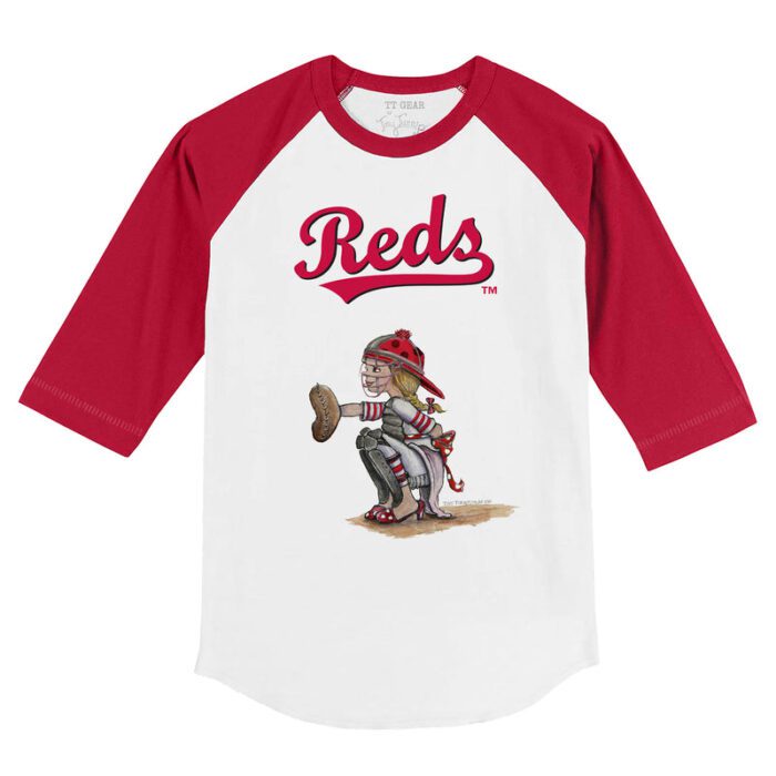 Cincinnati Reds Kate the Catcher 3/4 Red Sleeve Raglan Shirt