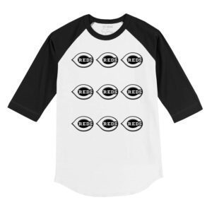 Cincinnati Reds Logo Grid 3/4 Black Sleeve Raglan Shirt