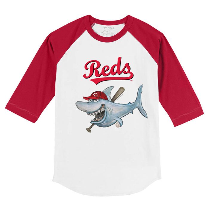 Cincinnati Reds Shark 3/4 Red Sleeve Raglan Shirt