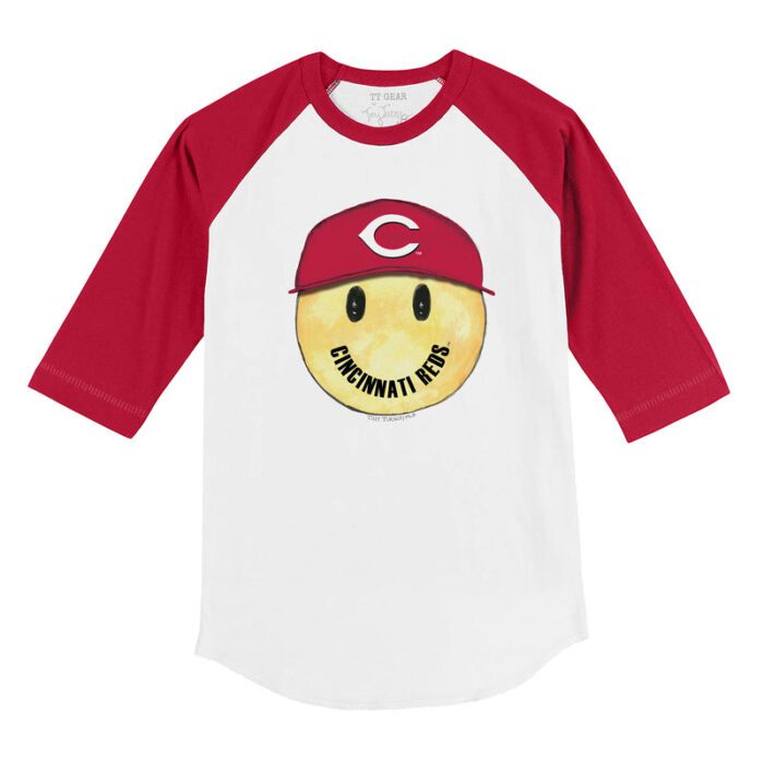 Cincinnati Reds Smiley 3/4 Red Sleeve Raglan Shirt