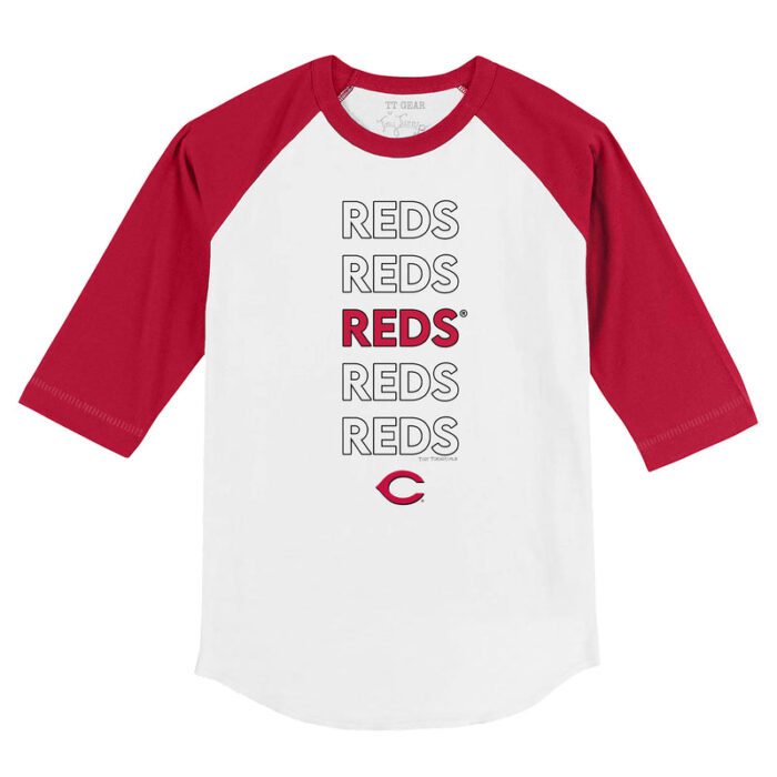 Cincinnati Reds Stacked 3/4 Red Sleeve Raglan Shirt