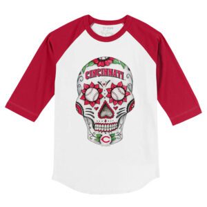 Cincinnati Reds Sugar Skull 3/4 Red Sleeve Raglan Shirt