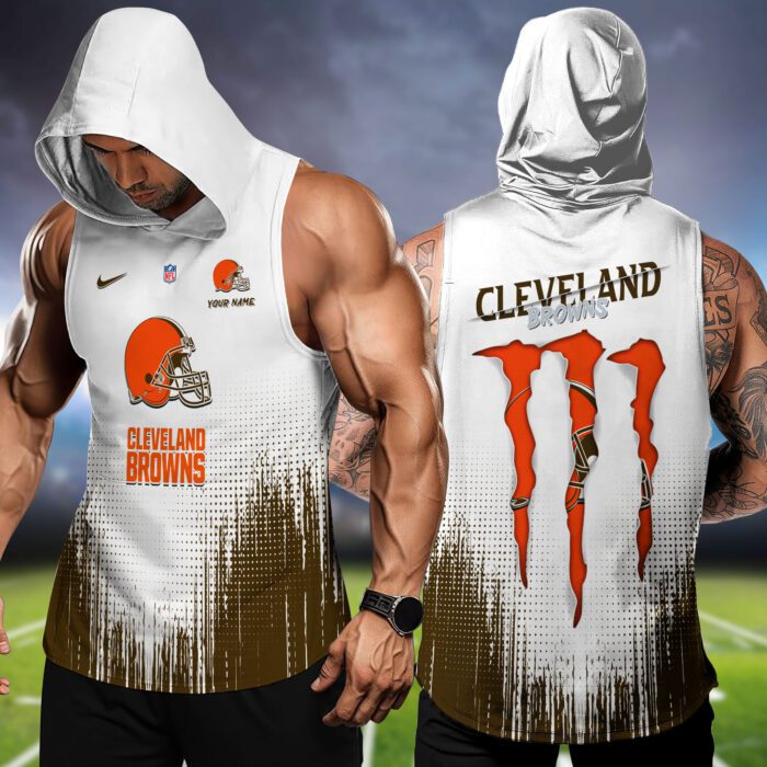 Cleveland Browns NFL Hoodie Tank Top Workout Outfit WHT1165
