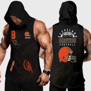 Cleveland Browns NFL Men Workout Hoodie Tank Tops Custom Name WHT1071