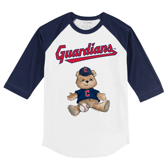 Cleveland Guardians Boy Teddy 3/4 Navy Blue Sleeve Raglan Shirt