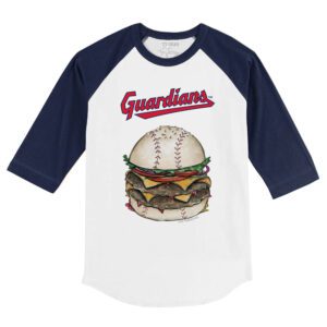 Cleveland Guardians Burger 3/4 Navy Sleeve Raglan Shirt