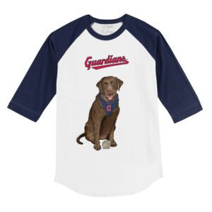 Cleveland Guardians Chocolate Labrador Retriever 3/4 Navy Blue Sleeve Raglan Shirt