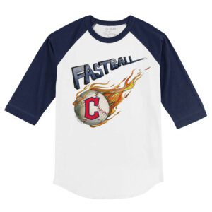 Cleveland Guardians Fastball 3/4 Navy Blue Sleeve Raglan Shirt