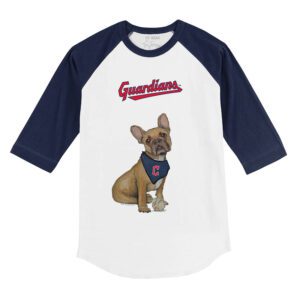 Cleveland Guardians French Bulldog 3/4 Navy Blue Sleeve Raglan Shirt