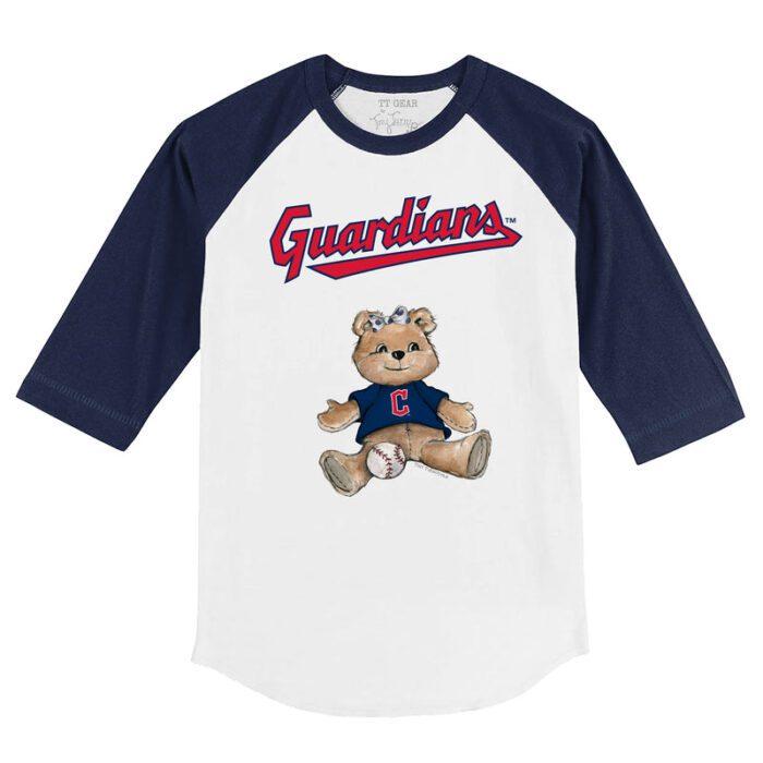 Cleveland Guardians Girl Teddy 3/4 Navy Blue Sleeve Raglan Shirt