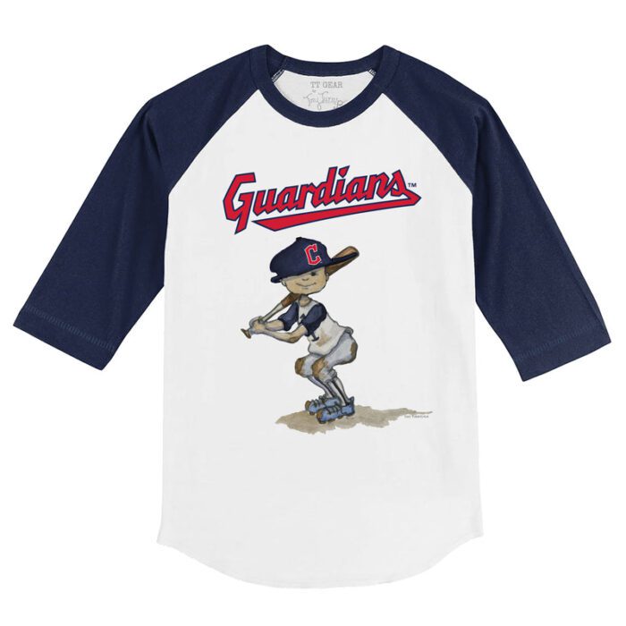 Cleveland Guardians Slugger 3/4 Navy Blue Sleeve Raglan Shirt