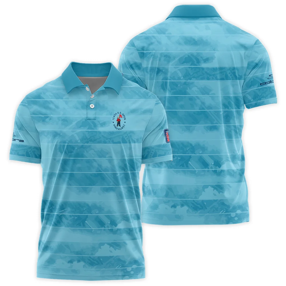 Cobra Golf 124th U.S. Open Pinehurst Blue Abstract Background Line Polo Shirt Style Classic PLK1297