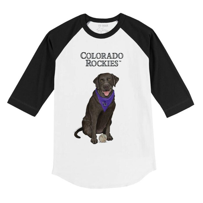 Colorado Rockies Black Labrador Retriever 3/4 Black Sleeve Raglan Shirt