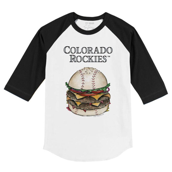 Colorado Rockies Burger 3/4 Black Sleeve Raglan Shirt