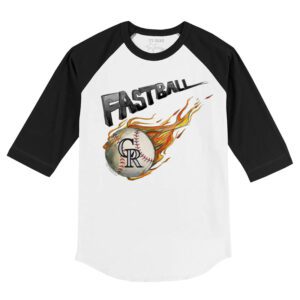 Colorado Rockies Fastball 3/4 Black Sleeve Raglan Shirt