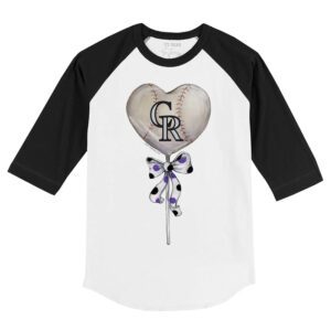 Colorado Rockies Heart Lolly 3/4 Black Sleeve Raglan Shirt