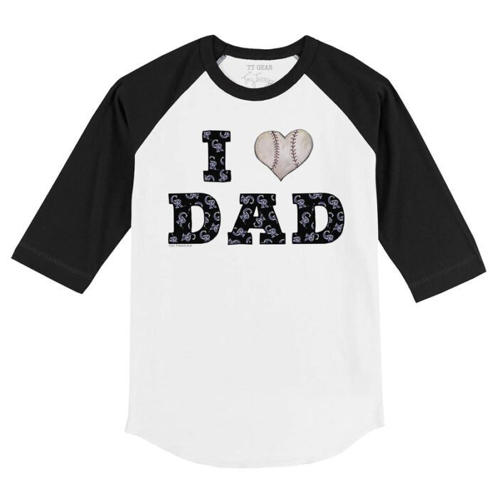 Colorado Rockies I Love Dad 3/4 Black Sleeve Raglan Shirt