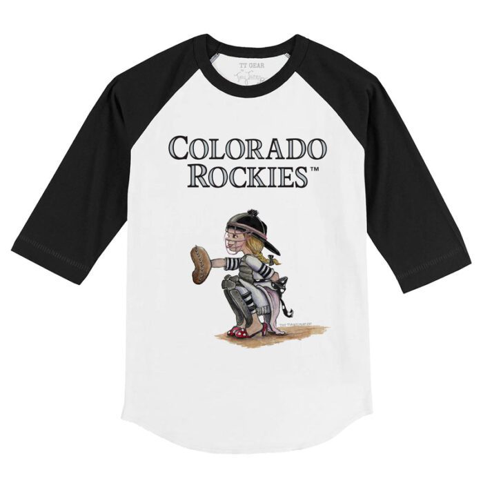 Colorado Rockies Kate the Catcher 3/4 Black Sleeve Raglan Shirt