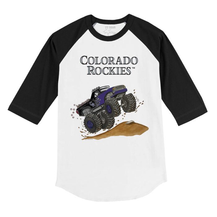 Colorado Rockies Monster Truck 3/4 Black Sleeve Raglan Shirt