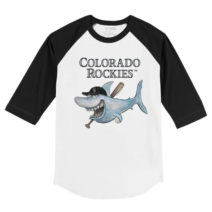 Colorado Rockies Shark 3/4 Black Sleeve Raglan Shirt