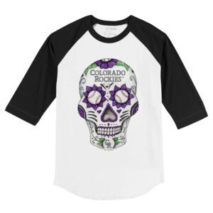 Colorado Rockies Sugar Skull 3/4 Black Sleeve Raglan Shirt