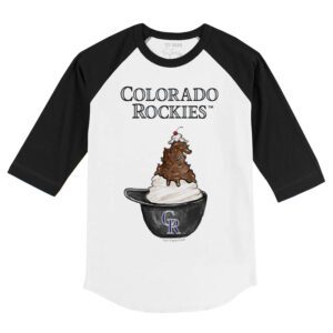 Colorado Rockies Sundae Helmet 3/4 Black Sleeve Raglan Shirt