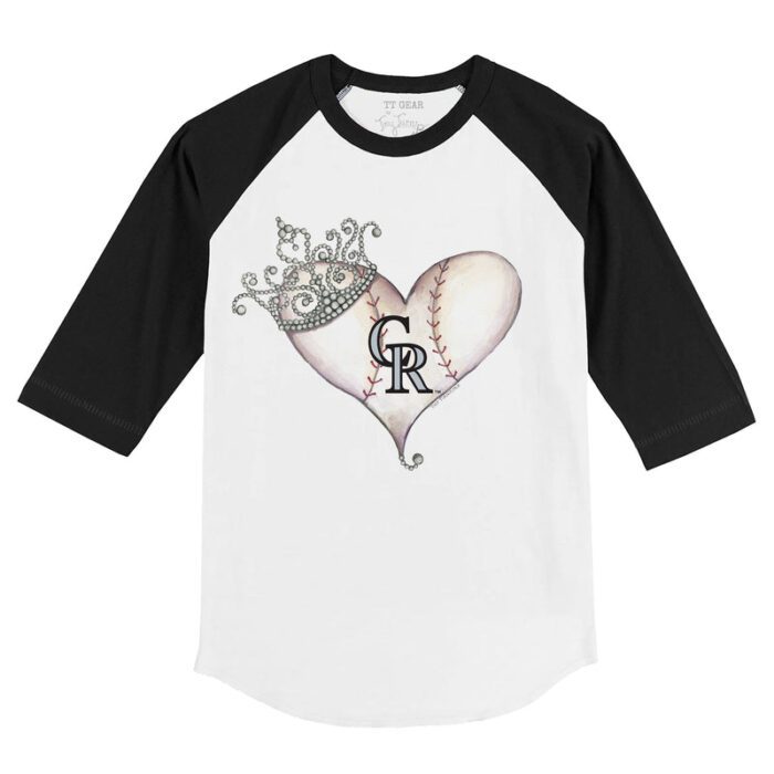 Colorado Rockies Tiara Heart 3/4 Black Sleeve Raglan Shirt