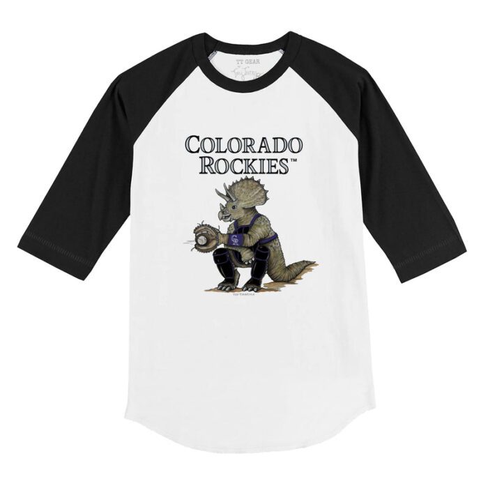 Colorado Rockies Triceratops 3/4 Black Sleeve Raglan Shirt