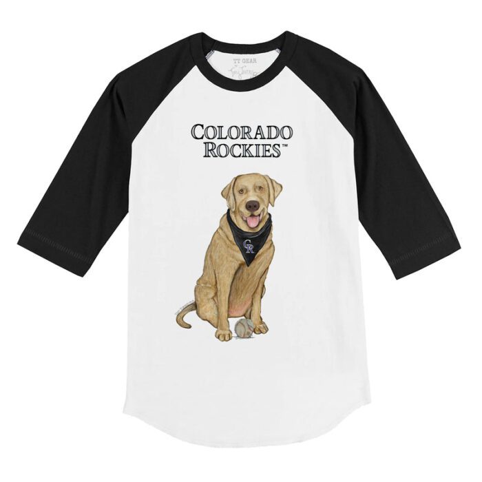 Colorado Rockies Yellow Labrador Retriever 3/4 Black Sleeve Raglan Shirt