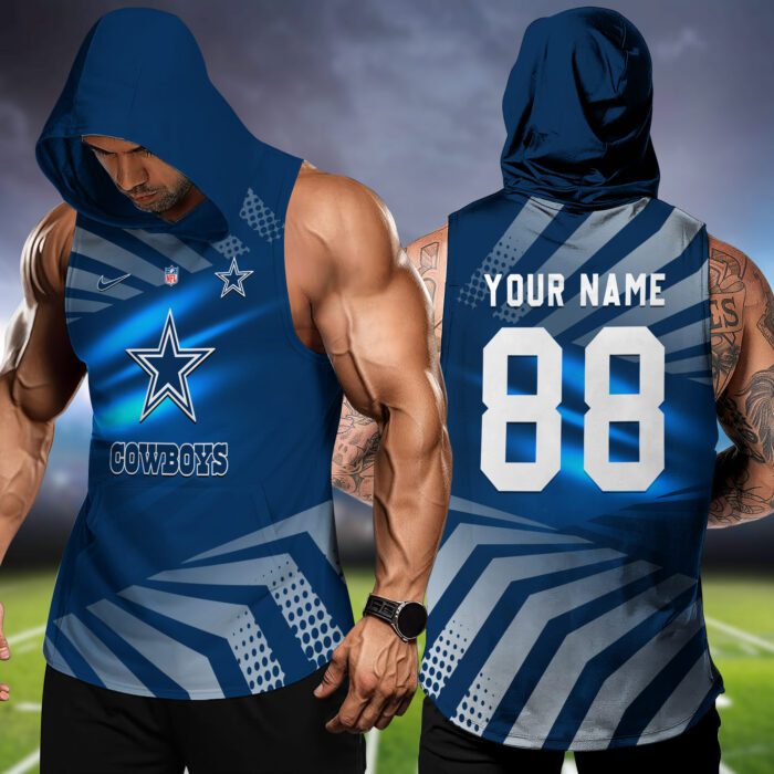 Dallas Cowboys NFL Hoodie Tank Top Workout Outfit WHT1199