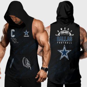 Dallas Cowboys NFL Men Workout Hoodie Tank Tops Custom Name WHT1073