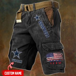 Dallas Cowboys NFL Personalized Pocket Print Cargo Shorts V2 With Flag MCS1302