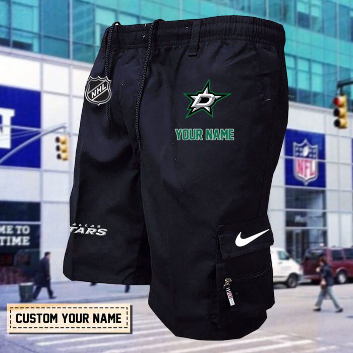 Dallas Stars NHL Custom Name Multi pocket Mens Cargo Shorts Outdoor Shorts WNH1008