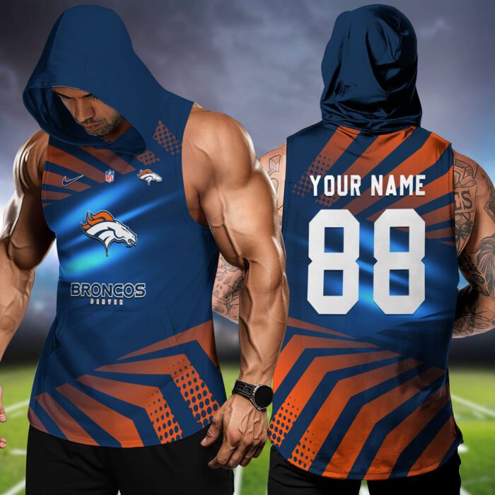 Denver Broncos NFL Hoodie Tank Top Workout Outfit WHT1200
