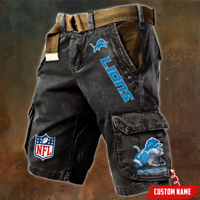 Detroit Lions NFL Football Custom Name Pocket Print Cargo Shorts V2 Perfect Gift For Fans MCS1240