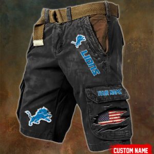 Detroit Lions NFL Vintage Pocket Print Cargo Shorts V2 MCS1208