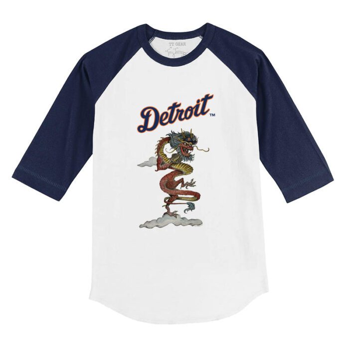 Detroit Tigers 2024 Year of the Dragon 3/4 Navy Blue Sleeve Raglan Shirt