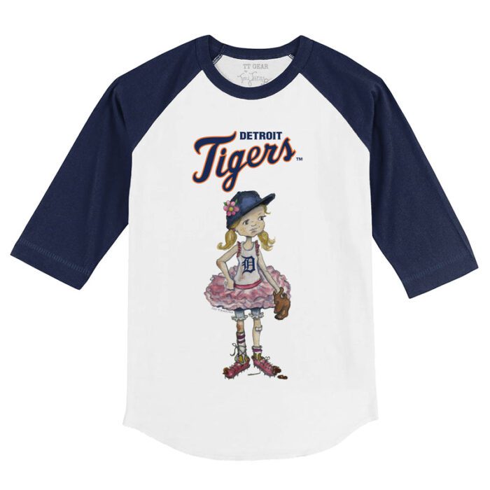Detroit Tigers Babes 3/4 Navy Blue Sleeve Raglan Shirt