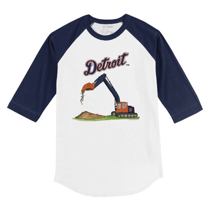 Detroit Tigers Excavator 3/4 Navy Blue Sleeve Raglan Shirt