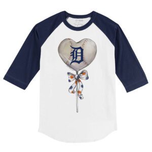 Detroit Tigers Heart Lolly 3/4 Navy Blue Sleeve Raglan Shirt