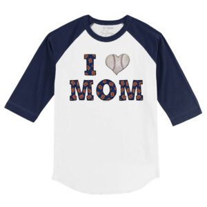 Detroit Tigers I Love Mom 3/4 Navy Blue Sleeve Raglan Shirt