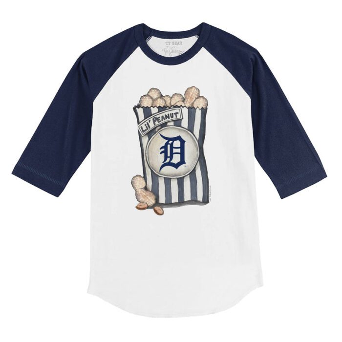 Detroit Tigers Lil' Peanut 3/4 Navy Blue Sleeve Raglan Shirt