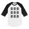 Detroit Tigers Logo Grid 3/4 Black Sleeve Raglan Shirt