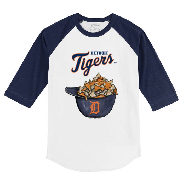 Detroit Tigers Nacho Helmet 3/4 Navy Blue Sleeve Raglan Shirt