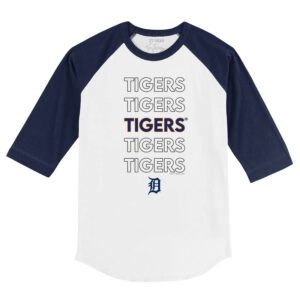 Detroit Tigers Stacked 3/4 Navy Blue Sleeve Raglan Shirt