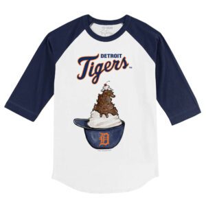 Detroit Tigers Sundae Helmet 3/4 Navy Blue Sleeve Raglan Shirt