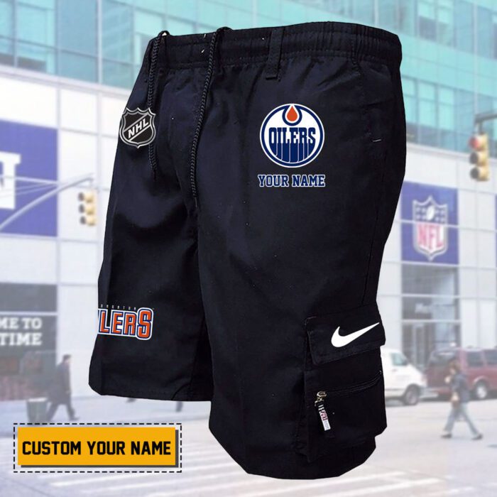 Edmonton Oilers NHL Custom Name Multi pocket Mens Cargo Shorts Outdoor Shorts WNH1011