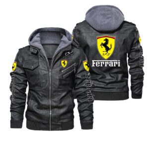 Ferrari Black Brown Leather Jacket LIZ092