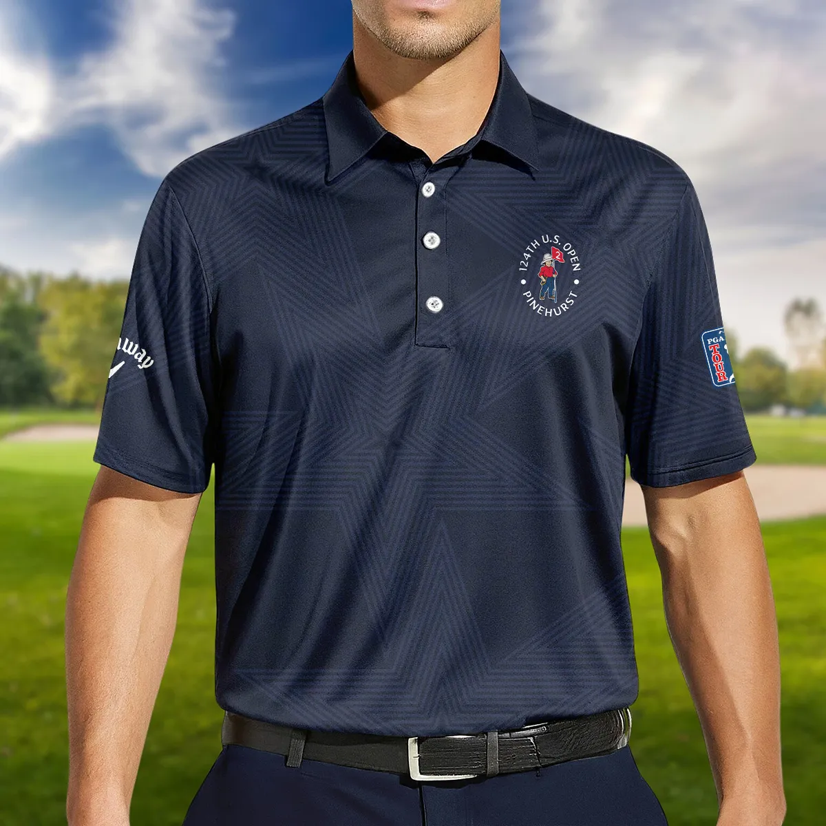 Golf Navy Color Star Pattern 124th U.S. Open Pinehurst Callaway Polo Shirt Style Classic PLK1400